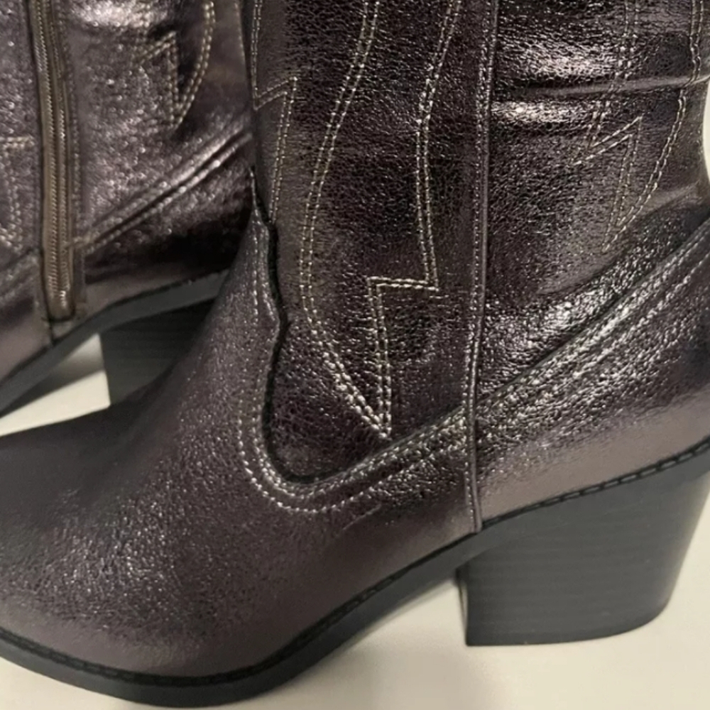 Women's Country Western Boots Festival Metallic Boots Stacked Heel | Size 7.5 - Picture 5 of 17
